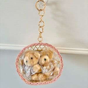 🎁5/$25 Vintage Avon Beary Much in Love Hanging Wicker Chair Teddy Bears …